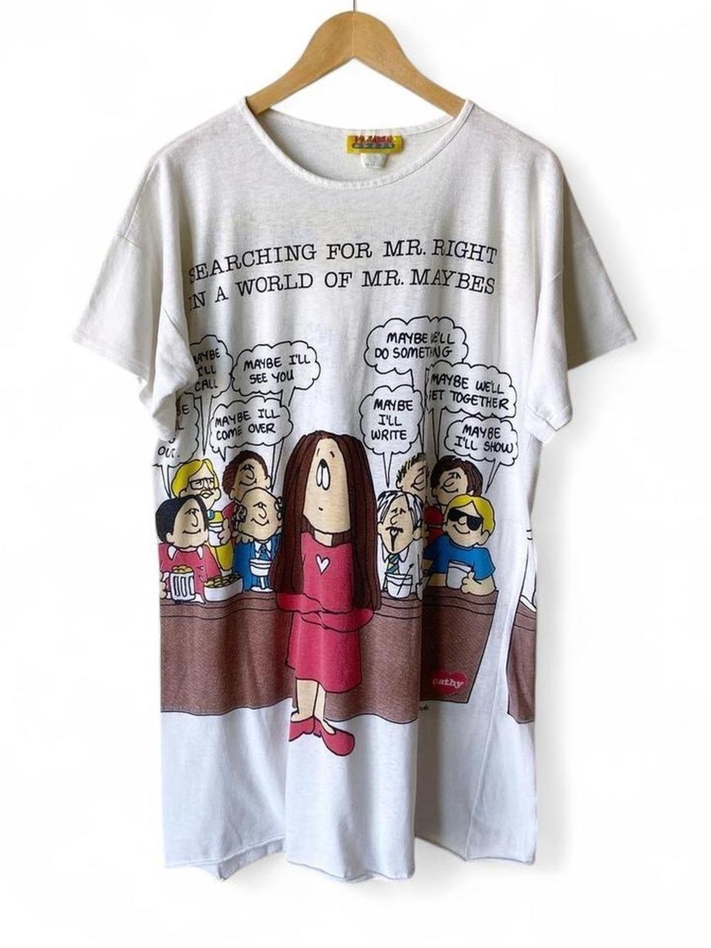 Vintage 1986 Cathy 'Guisewite Searching for Mr. Right' comic strip t-shirt